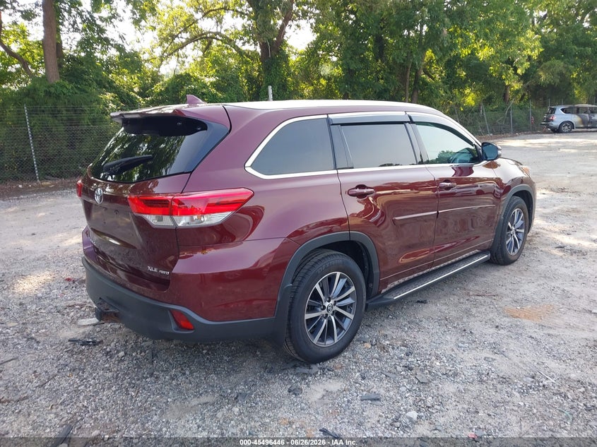 2017 Toyota Highlander VIN 5TDJZRFHXHS449349 IAAI salvage auction — UNKNOWN, Clear (Georgia), sold $9,700 on 2026-07-17 (photo 4)