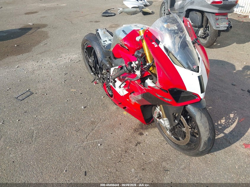 2023 Ducati Panigale VIN ZDMDAGZW7PB005102 IAAI salvage auction — FRONT & REAR, Mv-907A (New York), sold $525 on 2026-07-21 (photo 1)
