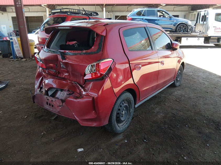2021 Mitsubishi Mirage VIN ML32AUHJ0MH006580 IAAI salvage auction — FRONT & REAR, Salvage (Arizona), sold $675 on 2026-07-29 (photo 4)