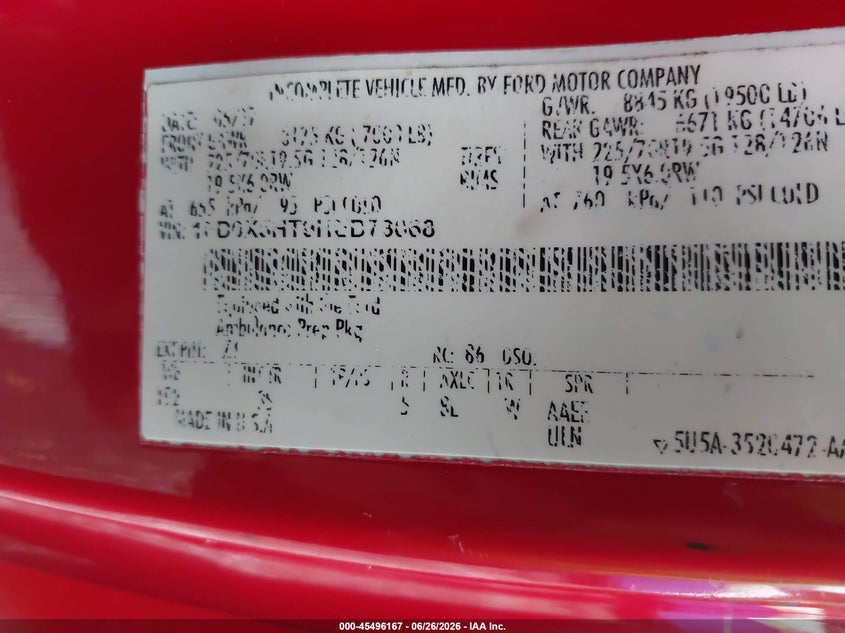 2017 Ford F-550 super duty VIN 1FD0X5HT9HED73068 IAAI salvage auction — NORMAL WEAR, Clear (New York), sold $7,100 on 2026-08-25 (photo 8)