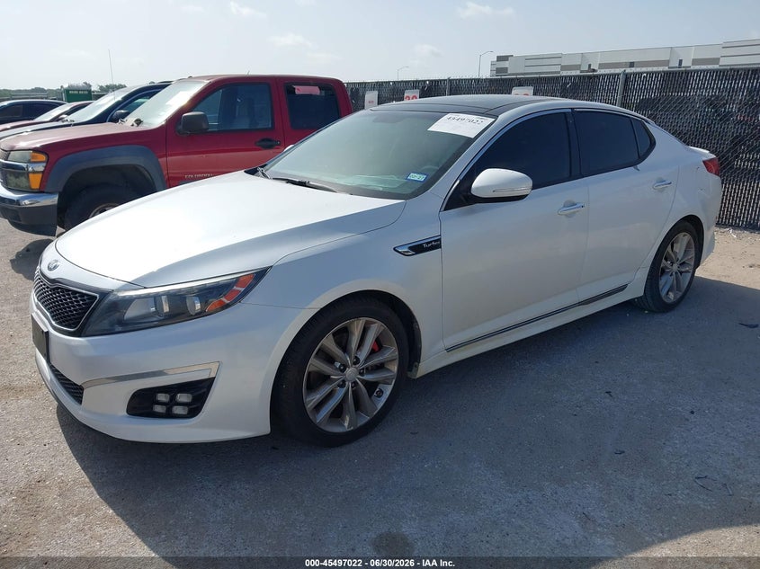 2015 Kia Optima VIN 5XXGR4A63FG404335 IAAI salvage auction — NORMAL WEAR, Original (Texas), sold $1,900 on 2026-07-21 (photo 2)