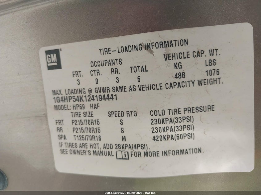 2002 Buick Lesabre VIN 1G4HP54K124194441 IAAI salvage auction — NORMAL WEAR, Rebuilt/Restored (Utah), sold $275 on 2026-07-09 (photo 9)