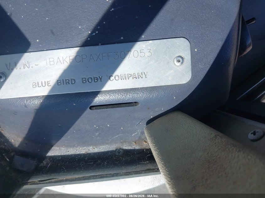 2015 Blue bird School bus / transit bus VIN 1BAKFCPAXFF307053 IAAI salvage auction — SIDE, SF97 (California), sold $125 on 2026-07-28 (photo 9)