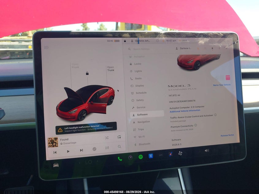 2019 Tesla Model 3 VIN 5YJ3E1EA9KF299076 IAAI salvage auction — FRONT END, Salvage (California), sold $3,475 on 2026-07-23 (photo 7)