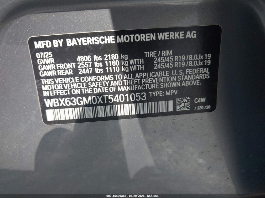 2026 BMW X2 VIN WBX63GM0XT5401053 IAAI salvage auction — FRONT END, Clear (New Jersey), sold $13,100 on 2026-07-22 (photo 9)