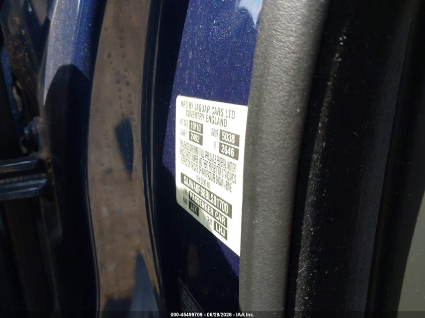 2011 Jaguar Xf VIN SAJWA0FB8BLS01700 IAAI salvage auction — LEFT REAR, Salvage (Pennsylvania), sold $1,000 on 2026-07-28 (photo 9)