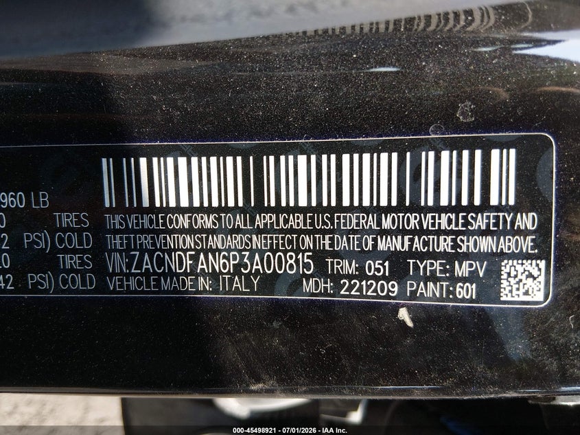 2023 Dodge Hornet VIN ZACNDFAN6P3A00815 IAAI salvage auction — SIDE, Wait Title, sold $3,650 on 2026-08-22 (photo 9)
