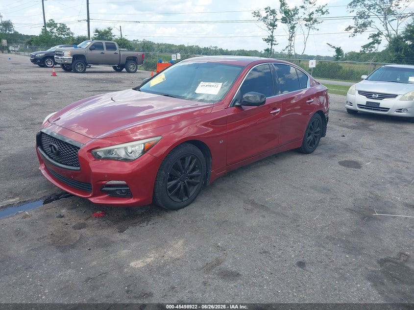2014 Infiniti Q50 VIN JN1BV7AR2EM695410 IAAI salvage auction — REAR END, Rebuildable (Florida), sold $1,950 on 2026-07-18 (photo 2)