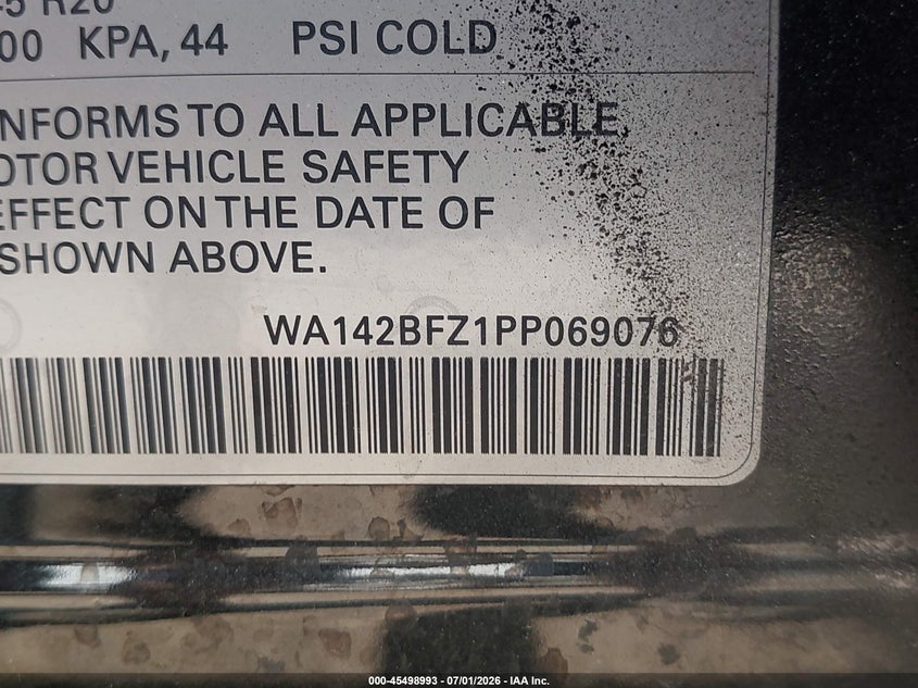 2023 Audi Q4 sportback e-tron VIN WA142BFZ1PP069076 IAAI salvage auction — FRONT END, Salvage - Greater Than 75% (Maryland), sold $14,500 on 2026-07-30 (photo 9)