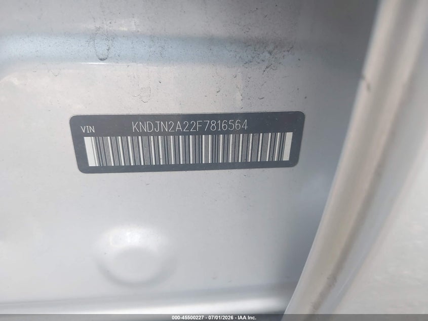 2015 Kia Soul VIN KNDJN2A22F7816564 IAAI salvage auction — NORMAL WEAR, Clear (Virginia), sold $500 on 2026-07-28 (photo 9)
