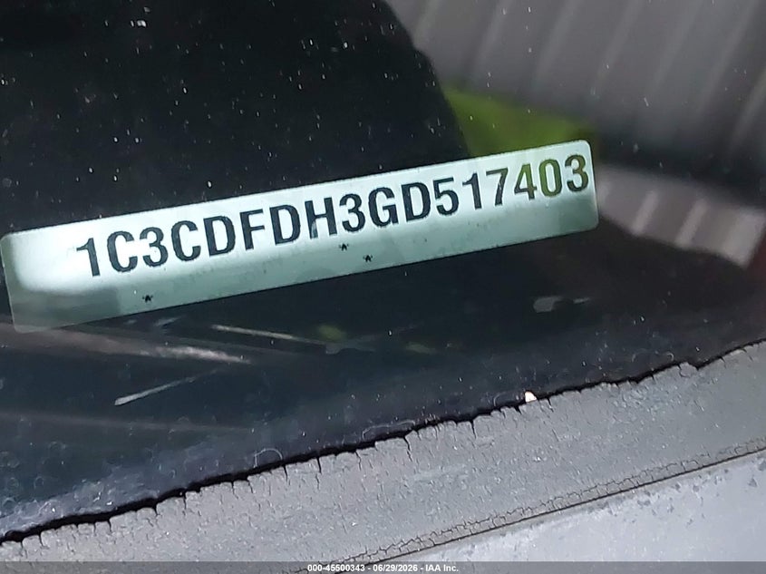 2016 Dodge Dart VIN 1C3CDFDH3GD517403 IAAI salvage auction — LEFT FRONT, Clear (Virginia), sold $1,300 on 2026-07-19 (photo 9)