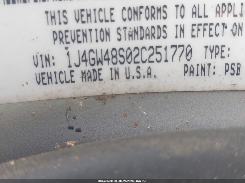 2002 Jeep Grand cherokee VIN 1J4GW48S02C251770 IAAI salvage auction — NORMAL WEAR, Clear (Maryland), sold $275 on 2026-07-09 (photo 9)
