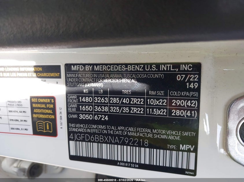 2022 Mercedes-benz Amg gle coupe VIN 4JGFD6BBXNA792218 IAAI salvage auction — SIDE, Salvage (Illinois), sold $39,900 on 2026-08-24 (photo 9)