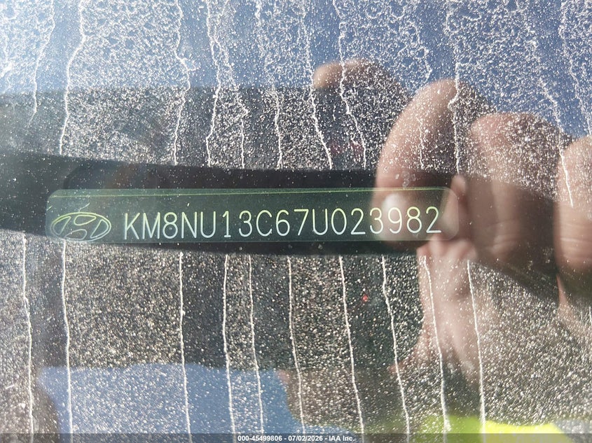2007 Hyundai Veracruz VIN KM8NU13C67U023982 IAAI salvage auction — RIGHT FRONT, Salvage (Tennessee), sold $1,100 on 2026-07-22 (photo 9)