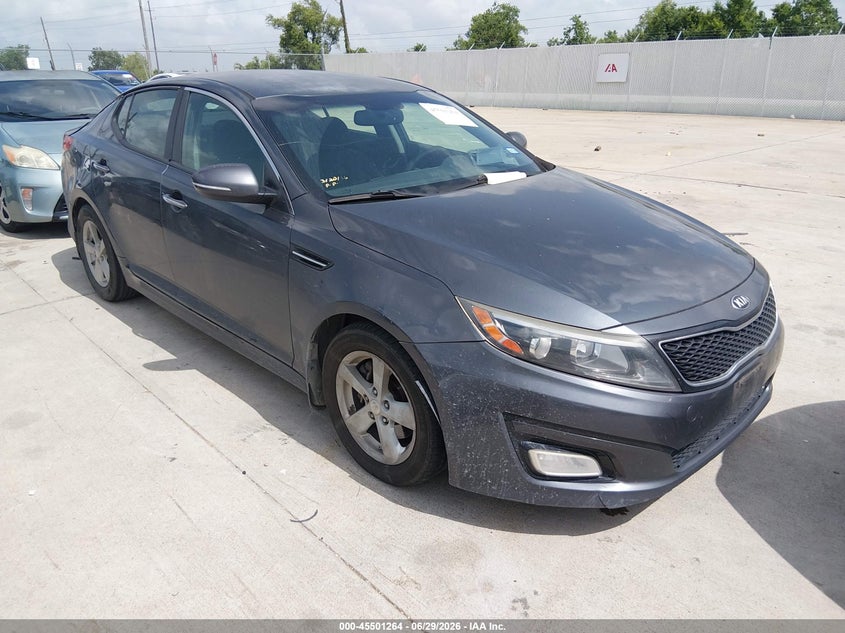 2015 Kia Optima VIN KNAGM4A79F5626872 IAAI salvage auction — REAR END, Salvage (Texas), sold $575 on 2026-07-20 (photo 1)