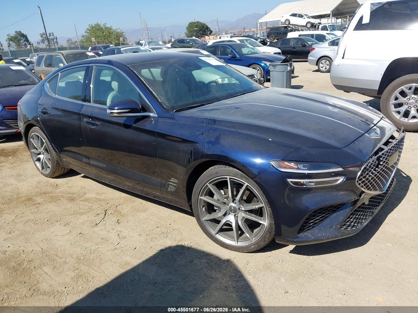 2023 Genesis G70 VIN KMTG34TA4PU124875 IAAI salvage auction — SIDE, Salvage Title, sold $4,850 on 2026-07-22 (photo 1)
