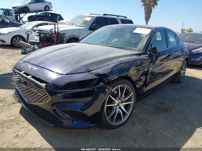 2023 Genesis G70 VIN KMTG34TA4PU124875 IAAI salvage auction — SIDE, Salvage Title, sold $4,850 on 2026-07-22 (photo 2)
