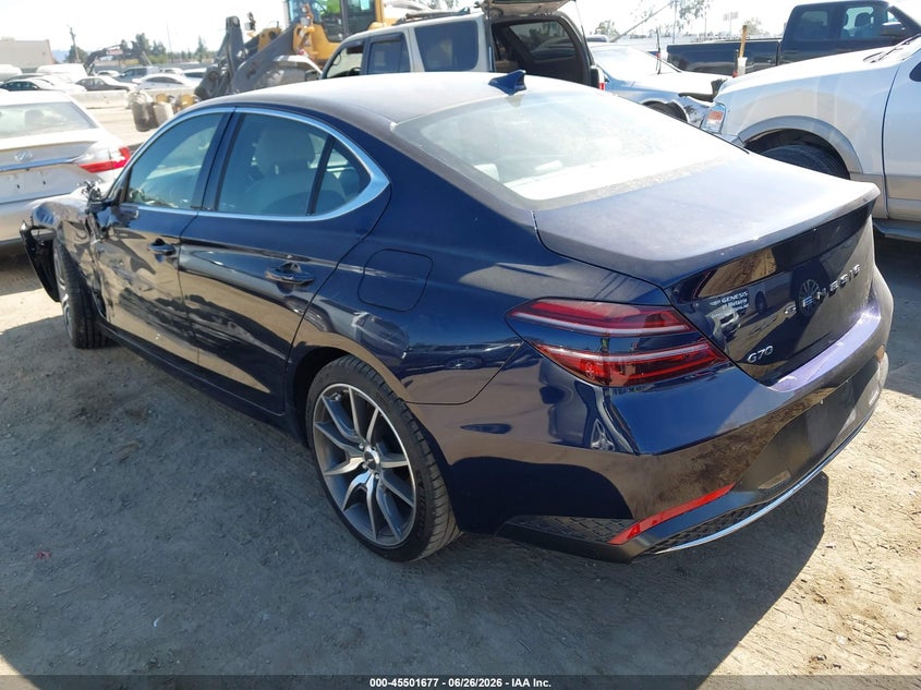 2023 Genesis G70 VIN KMTG34TA4PU124875 IAAI salvage auction — SIDE, Salvage Title, sold $4,850 on 2026-07-22 (photo 3)