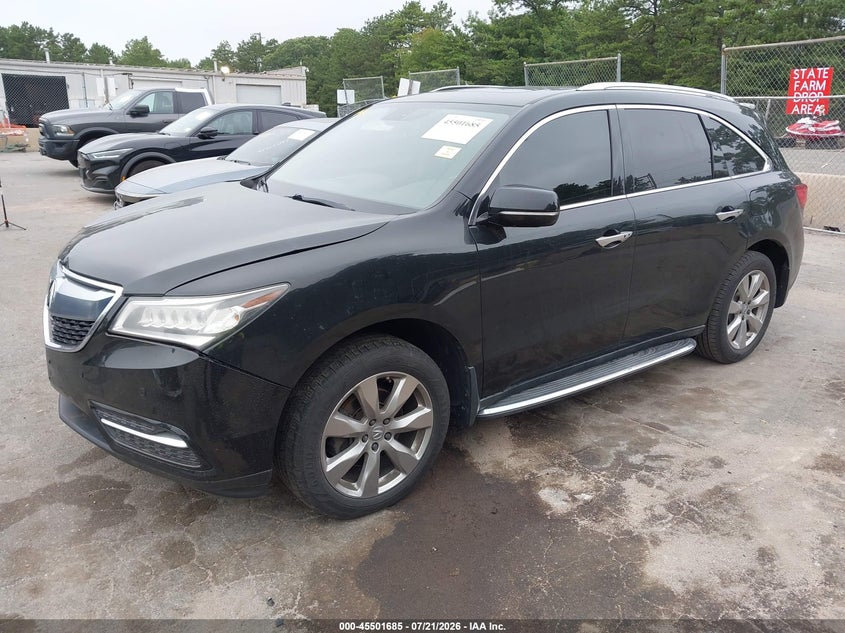 2014 Acura Mdx VIN 5FRYD4H85EB036881 IAAI salvage auction — FRONT END, Salvage Title, sold $2,250 on 2026-08-01 (photo 2)
