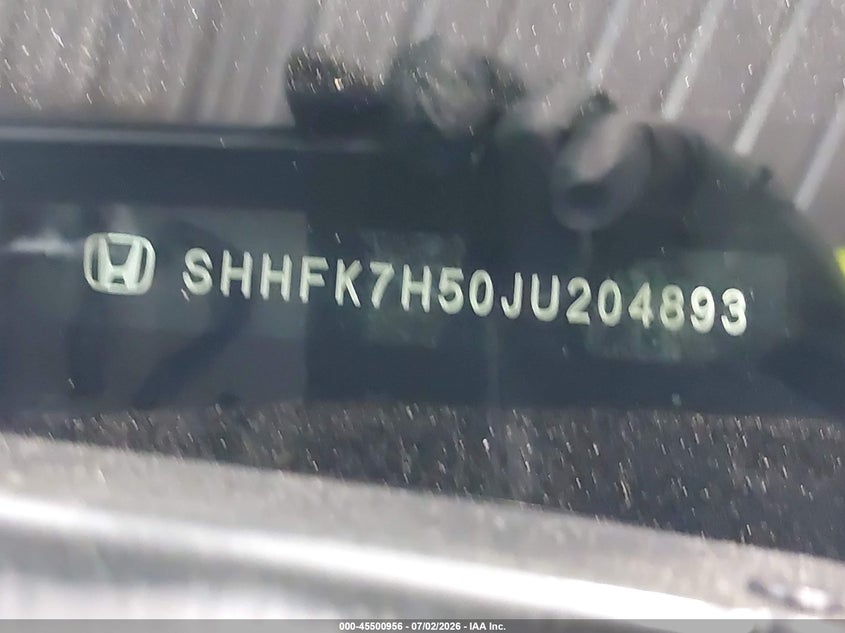 2018 Honda Civic VIN SHHFK7H50JU204893 IAAI salvage auction — REAR END, Salvage (Virginia), sold $3,050 on 2026-07-15 (photo 9)