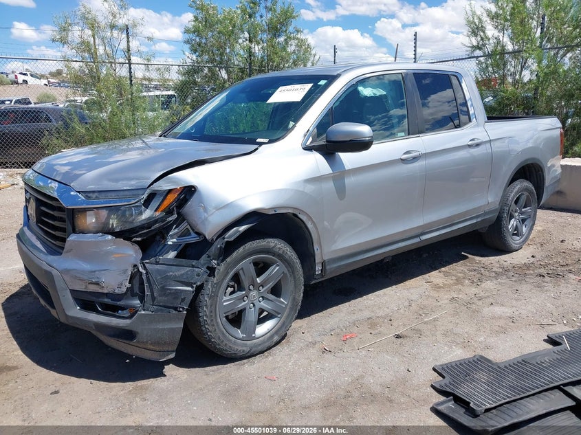 2021 Honda Ridgeline VIN 5FPYK3F52MB019004 IAAI salvage auction — FRONT END, Salvage (New Mexico), sold $7,400 on 2026-07-29 (photo 2)