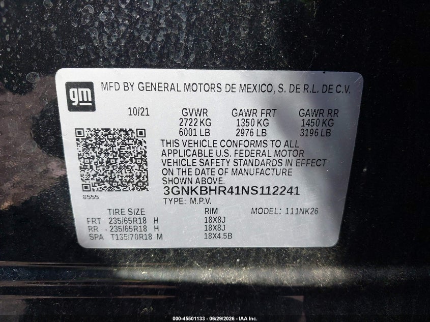 2022 Chevrolet Blazer VIN 3GNKBHR41NS112241 IAAI salvage auction — NORMAL WEAR, Sf97 (New Jersey), sold $15,150 on 2026-08-18 (photo 9)