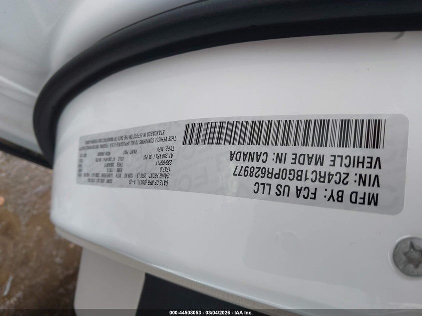 2023 Chrysler Pacifica VIN 2C4RC1BG0PR628977 IAAI salvage auction — REAR END, Salvage Title, sold $8,100 on 2026-07-09 (photo 9)