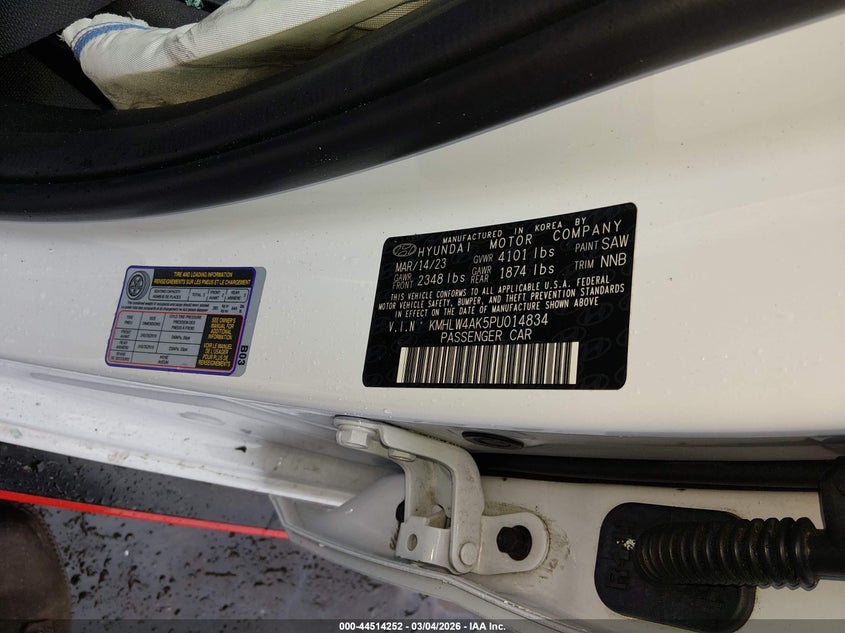 2023 Hyundai Elantra n VIN KMHLW4AK5PU014834 IAAI salvage auction — ROLLOVER, Salvage Title, sold $1,450 on 2026-07-06 (photo 9)