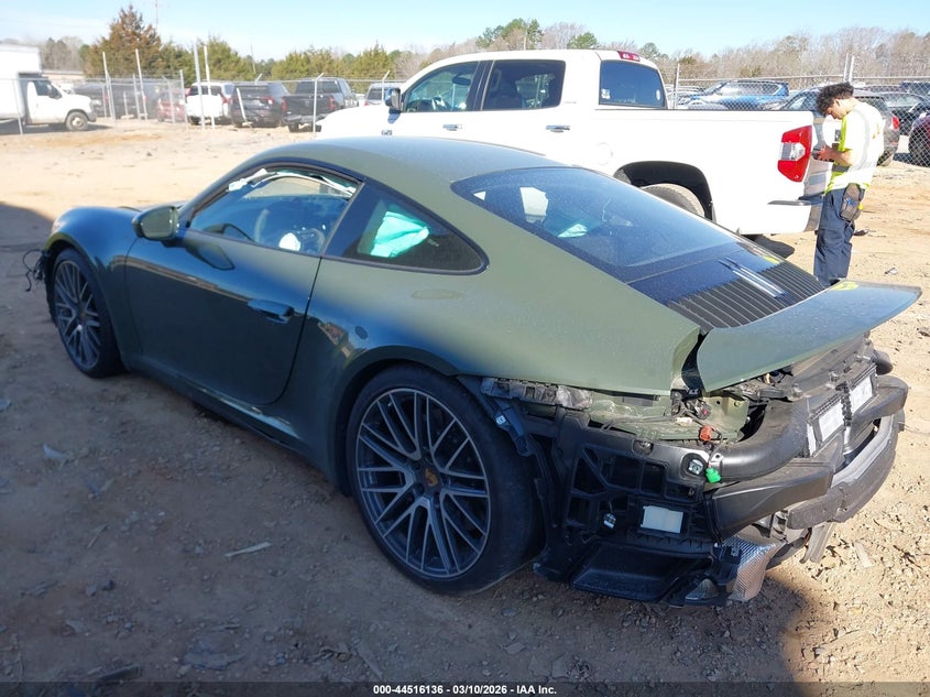 2024 Porsche 911 VIN WP0AB2A92RS221236 IAAI salvage auction — FRONT & REAR, Salvage Title, sold $38,000 on 2026-07-27 (photo 3)