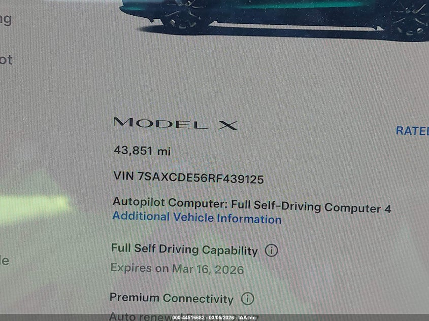 2024 Tesla Model x VIN 7SAXCDE56RF439125 IAAI salvage auction — REAR END, Salvage (California), sold $27,000 on 2026-07-24 (photo 7)