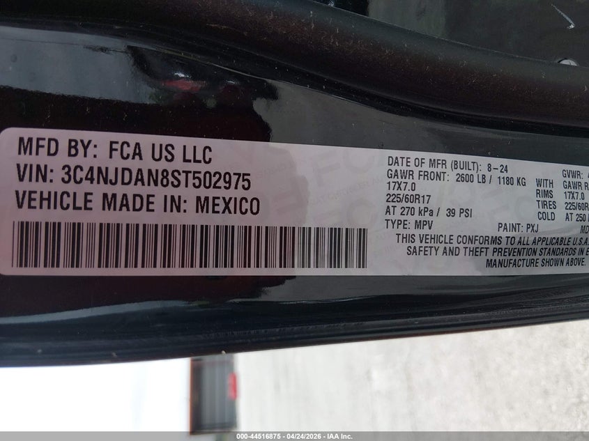2025 Jeep Compass VIN 3C4NJDAN8ST502975 IAAI salvage auction — LEFT & RIGHT, Wait Title, sold $2,950 on 2026-07-09 (photo 9)