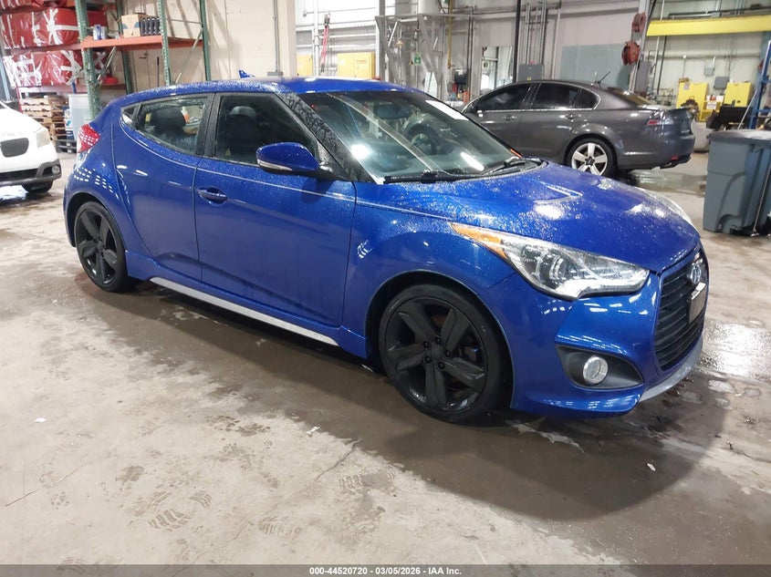 2014 Hyundai Veloster VIN KMHTC6AE9EU185873 IAAI salvage auction — SIDE, Clear (Indiana), sold $1,250 on 2026-07-12 (photo 1)