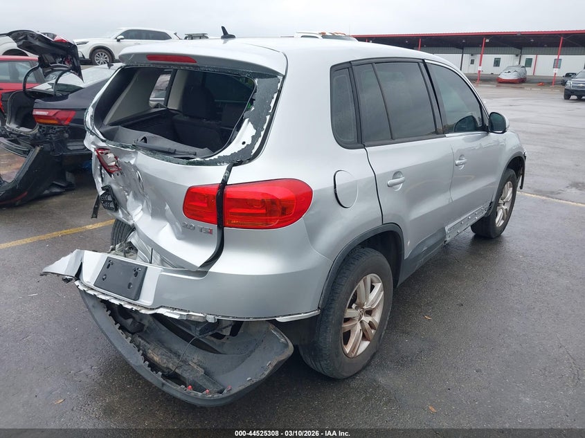 2014 Volkswagen Tiguan VIN WVGAV3AX2EW579009 IAAI salvage auction — FRONT & REAR, Salvage (Texas), sold $275 on 2026-07-16 (photo 4)