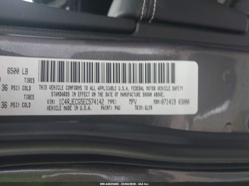 2014 Jeep Grand cherokee VIN 1C4RJECG5EC574142 IAAI salvage auction — FRONT END, Wait Title, sold $1,950 on 2026-07-22 (photo 9)