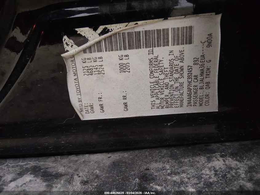 2022 Nissan Maxima VIN 1N4AA6EV3NC507785 IAAI salvage auction — THEFT, Salvage (Arkansas), sold $12,575 on 2026-07-30 (photo 9)