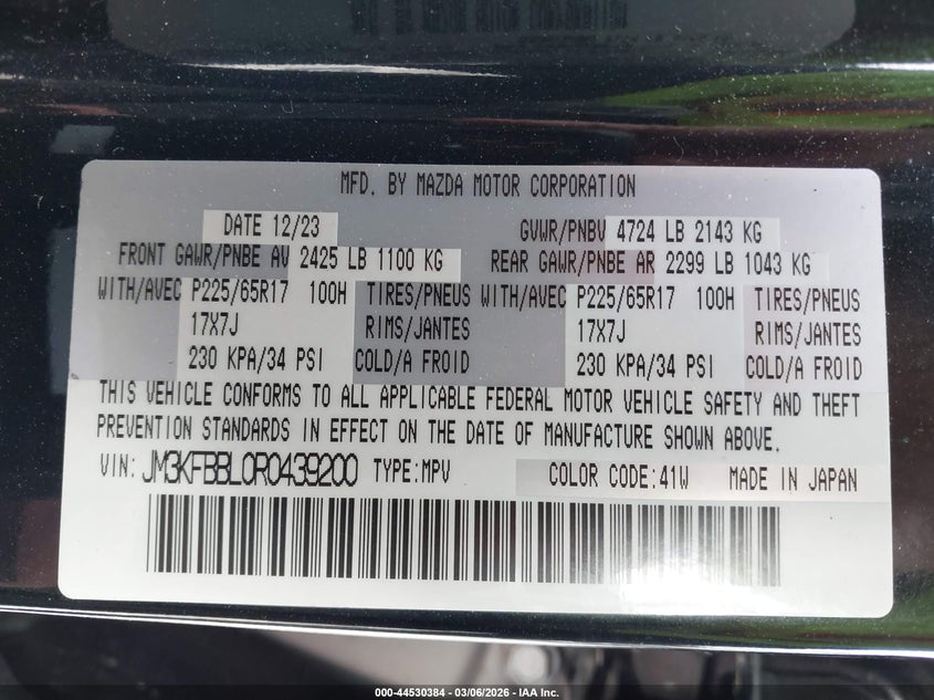 2024 Mazda Cx-5 VIN JM3KFBBL0R0439200 IAAI salvage auction — FRONT END, Salvage (Illinois), sold $5,350 on 2026-07-07 (photo 9)