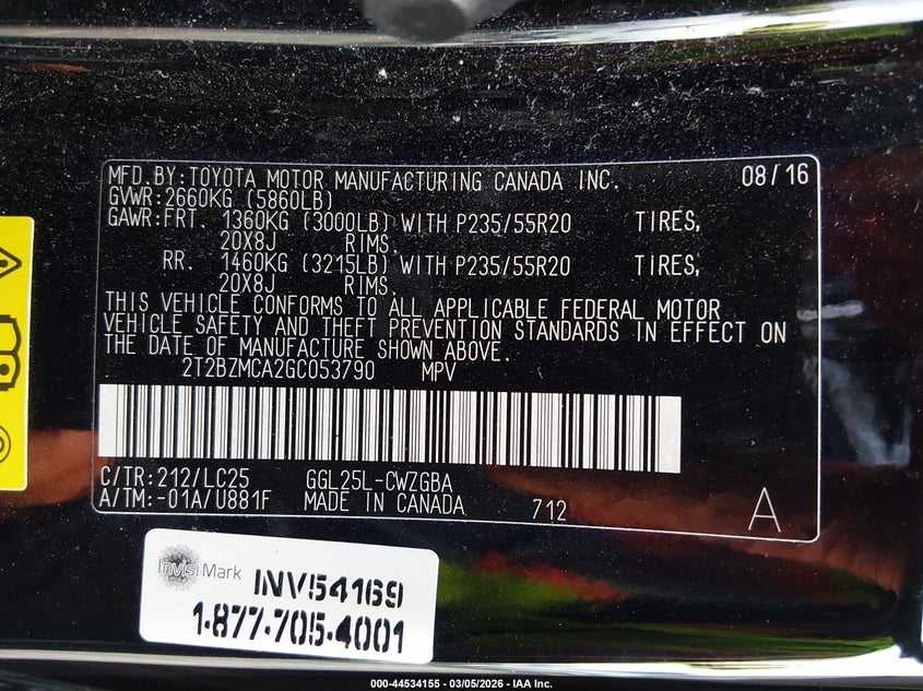 2016 Lexus Rx VIN 2T2BZMCA2GC053790 IAAI salvage auction — FRONT END, Salvage (Oregon), sold $11,725 on 2026-07-09 (photo 9)