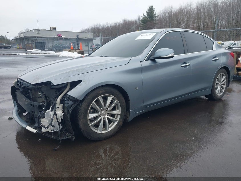 2014 Infiniti Q50 VIN JN1BV7AP8EM674558 IAAI salvage auction — FRONT END, Salvage Title, sold $1,550 on 2026-07-09 (photo 2)