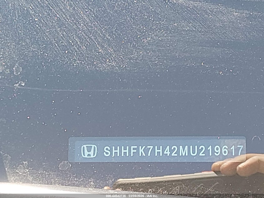 2021 Honda Civic VIN SHHFK7H42MU219617 IAAI salvage auction — LEFT SIDE, Salvage Title, sold $5,200 on 2026-07-10 (photo 9)