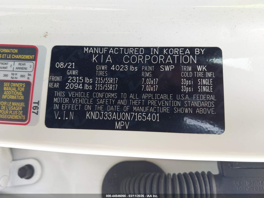 2022 Kia Soul VIN KNDJ33AU0N7165401 IAAI salvage auction — FRONT END, Original (Kentucky), sold $2,450 on 2026-07-29 (photo 9)