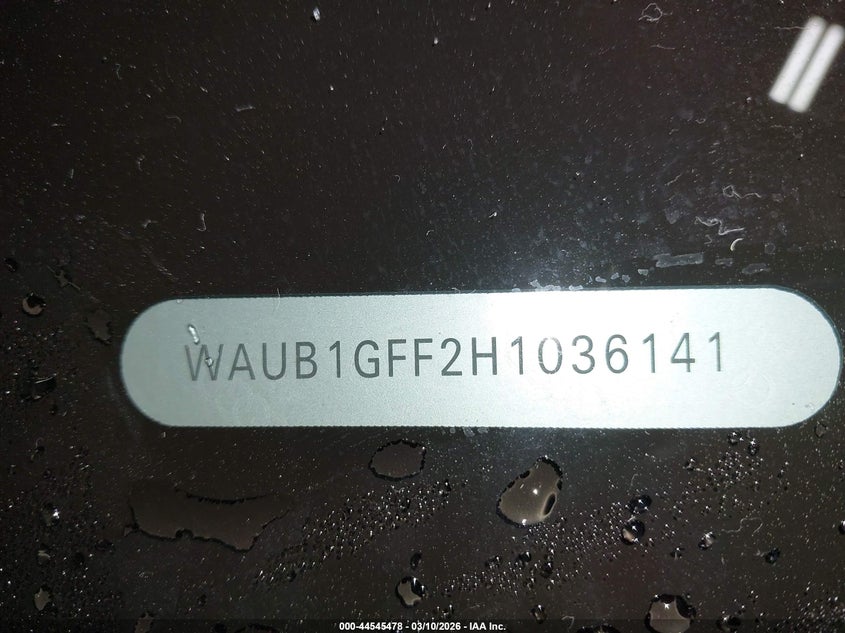 2017 Audi S3 VIN WAUB1GFF2H1036141 IAAI salvage auction — FRONT END, Salvage Title, sold $8,475 on 2026-08-07 (photo 9)