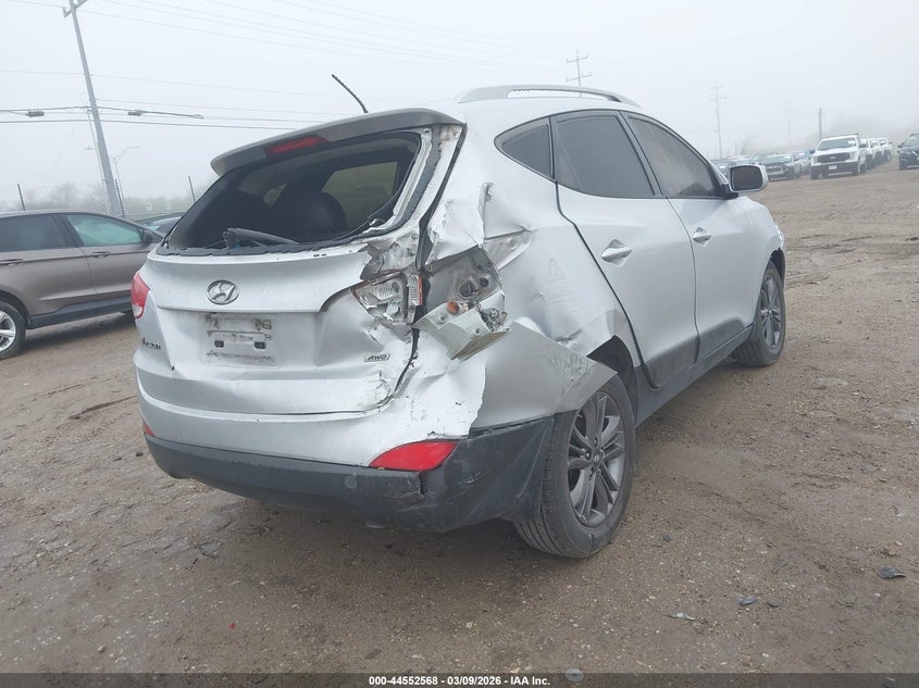 2014 Hyundai Tucson VIN KM8JUCAG5EU826599 IAAI salvage auction — RIGHT REAR, Original (Texas), sold $700 on 2026-07-29 (photo 4)
