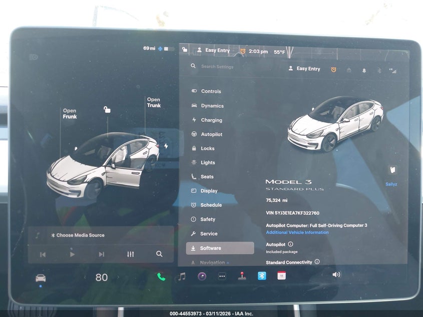 2019 Tesla Model 3 VIN 5YJ3E1EA7KF322760 IAAI salvage auction — LEFT FRONT, Salvage Title, sold $4,925 on 2026-07-23 (photo 7)