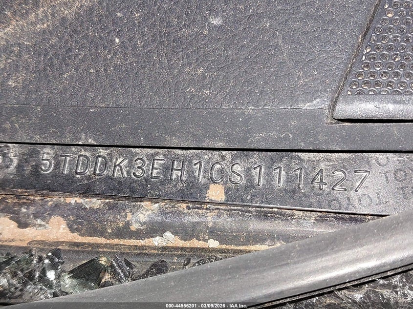 2012 Toyota Highlander VIN 5TDDK3EH1CS111427 IAAI salvage auction — ROLLOVER, Regular (South Dakota), sold $450 on 2026-07-21 (photo 9)