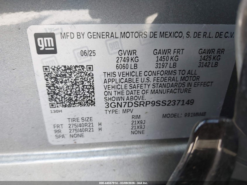 2025 Chevrolet Equinox VIN 3GN7DSRP9SS237149 IAAI salvage auction — FRONT END, Salvage Title, sold $10,000 on 2026-07-30 (photo 9)