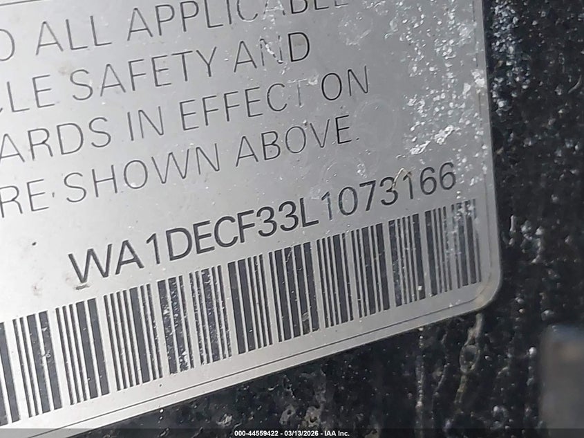 2020 Audi Q3 VIN WA1DECF33L1073166 IAAI salvage auction — THEFT, Salvage (Pennsylvania), sold $4,050 on 2026-07-09 (photo 9)
