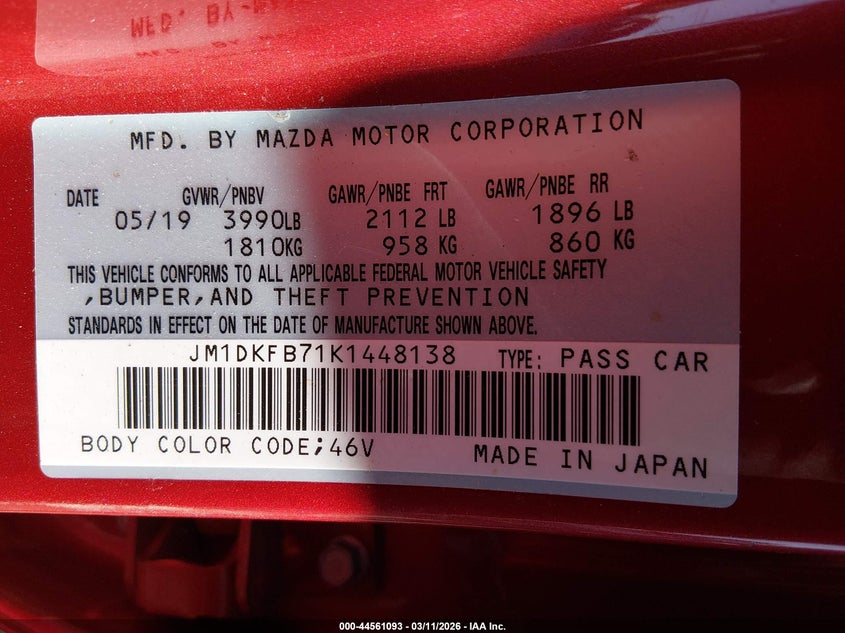 2019 Mazda Cx-3 VIN JM1DKFB71K1448138 IAAI salvage auction — FRONT END, Salvage (Colorado), sold $2,100 on 2026-07-21 (photo 9)
