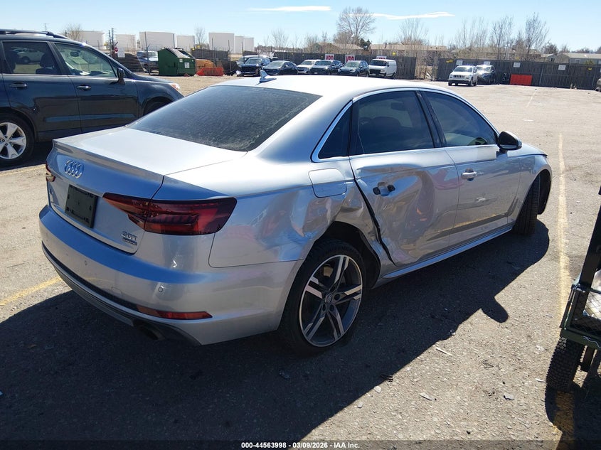 2018 Audi A4 VIN WAUENAF49JN012236 IAAI salvage auction — RIGHT FRONT, Salvage (Colorado), sold $3,200 on 2026-07-14 (photo 4)