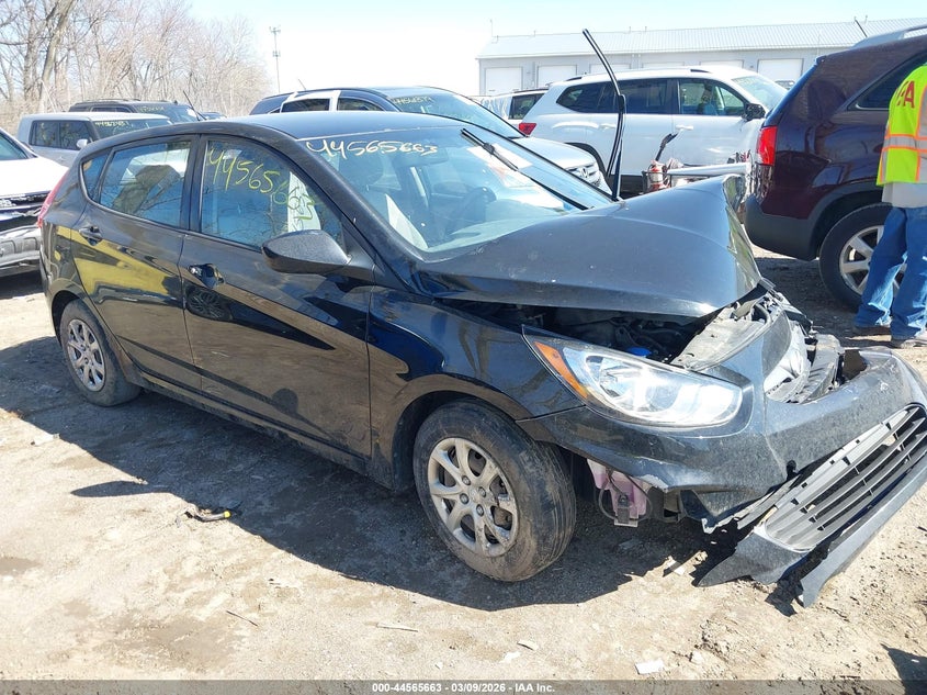 2014 Hyundai Accent VIN KMHCT5AEXEU166775 IAAI salvage auction — FRONT END, Clear (Indiana), sold $475 on 2026-07-08 (photo 1)