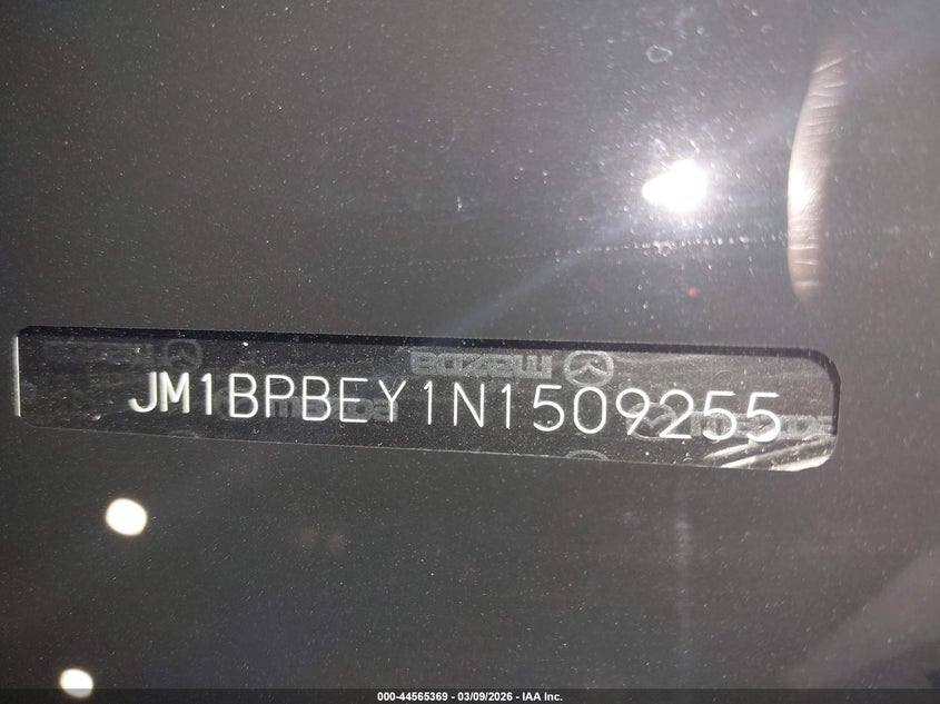 2022 Mazda 3 VIN JM1BPBEY1N1509255 IAAI salvage auction — FRONT & REAR, Regular (South Dakota), sold $1,200 on 2026-07-21 (photo 9)